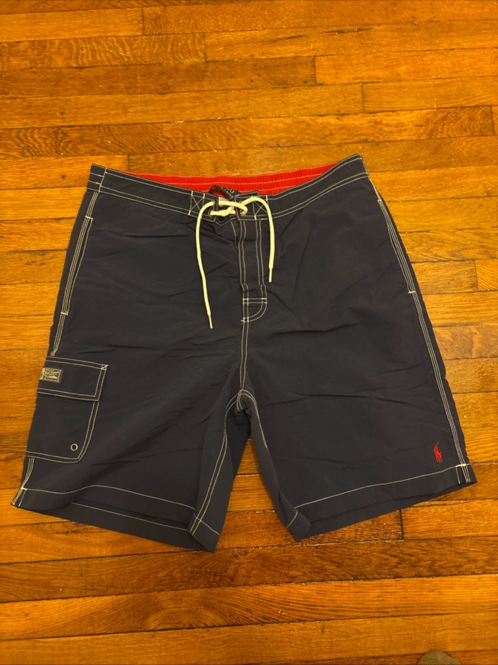 Men’s Polo Ralph Lauren Navy Swimwear Trunks drawstring size Large